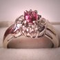 Vintage Diamond Pink Tourmaline Wedding Ring