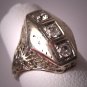 Antique Diamond Wedding Ring 18K White Gold Art Deco
