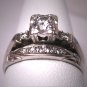 Antique Wedding Ring Set Vintage Diamond Deco Wt. Gold