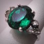 Antique Emerald French Paste Ring Vintage Art Deco Era