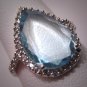 Vintage Blue Topaz Diamond Ring White Gold Estate Gem