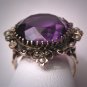 Regal Antique Amethyst Seed Pearl Ring Victorian Gold