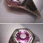 Antique Pink Sapphire Wedding Ring Vintage Art Deco 14K