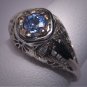 Antique Sapphire Wedding Ring Vintage Art Deco 18K Band