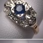 Antique Royal Sapphire Diamond Wedding Ring Vintage 30s