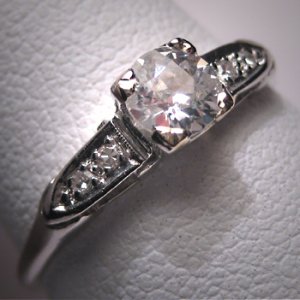 Antique Diamond Wedding Ring Platinum Vintage Art Deco
