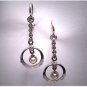 Antique White Sapphire Earrings Vintage Art Deco W Gold