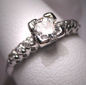Antique Platinum Diamond Wedding Ring Vintage Art Deco