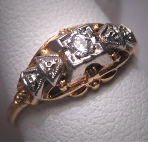 Antique Wedding Ring Vintage Diamond Palladium Art Deco