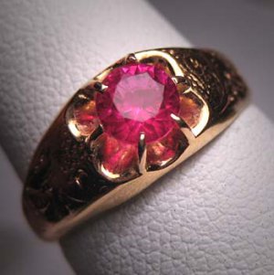 Antique Ruby Wedding Ring Victorian 18K Gold Vintage 7