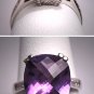 Vintage Amethyst Diamond Wedding Ring White Gold Deco 7
