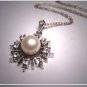 Vintage Pearl White Sapphire Necklace Silver Art Deco