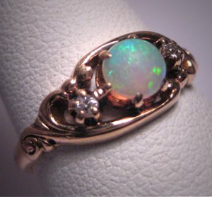Antique Opal Diamond Ring Wedding Vintage Victorian
