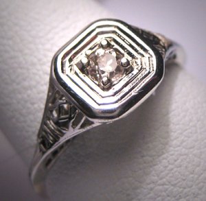 Antique Diamond Wedding Ring Art Deco Vintage W. Gold