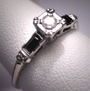 Antique Diamond Sapphire Wedding Ring Vintage Art Deco
