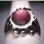 Antique Vintage Star Ruby Ring Modernist Silver MidCent