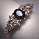 Antique Vintage Sapphire Diamond Wedding Ring Band 14K