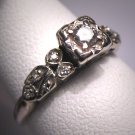 Antique Diamond Wedding Ring Vintage Art Deco Wht Gold