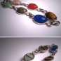 Vintage Scarab Bracelet Jade Carnelian Silver Art Deco