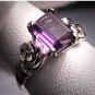 Antique Amethyst Ring Vintage Art Deco Wedding Wht Gold