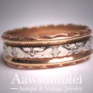 Antique Heart Floral Wedding Ring Band Eternity Art Deco 1930 14K 6.5