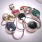 Vintage Ruby Sapphire Emerald Pendant Necklace Estate Coral Cats Eye