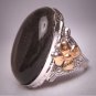 Antique Victorian Smokey Quartz Ring Gold Floral Art Deco 1900