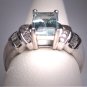 Vintage Aquamarine Diamond Wedding Ring Art Deco White Gold Engagement