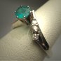 Antique Emerald Diamond Wedding Ring White Gold 1950 Vintage