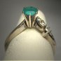 Antique Emerald Diamond Wedding Ring White Gold 1950 Vintage