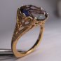 Antique Amethyst Diamond Wedding Ring Victorian 18K Gold Filigree Deco