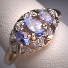 Vintage Tanzanite Diamond Wedding Ring Band Engagement Gemstone 14K