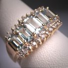 Vintage Aquamarine Diamond Wedding Ring Band 14K Gold Estate Retro