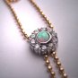 Vintage Opal White Sapphire Pendant Necklace 14K Gold Art Deco Style