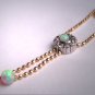 Vintage Opal White Sapphire Pendant Necklace 14K Gold Art Deco Style