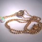 Vintage Opal White Sapphire Pendant Necklace 14K Gold Art Deco Style