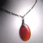 Antique Art Deco Carnelian Necklace Sterling Silver 1920 Retro Pendant