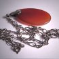Antique Art Deco Carnelian Necklace Sterling Silver 1920 Retro Pendant