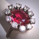 Antique Ruby Wedding Ring Vintage Art Deco Sterling Silver 1920's