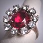 Antique Ruby Wedding Ring Vintage Art Deco Sterling Silver 1920's