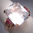 Antique White Topaz and Ruby Wedding Ring Vintage Art Deco 1930