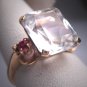 Antique White Topaz and Ruby Wedding Ring Vintage Art Deco 1930
