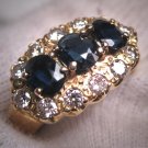 Antique Sapphire Diamond Wedding Ring Band 18CT Gold Deco Engagement