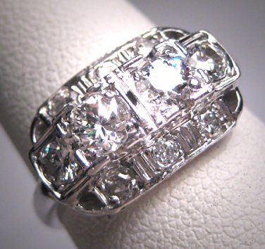 Antique Platinum Diamond Wedding Ring Art Deco 1.10ctw Band Retro 1930