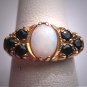 Antique Australian Opal sapphire Ring Wedding Vintage Victorian Deco