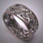 Antique Platinum Diamond Eternity Band Wedding Ring Floral 1920s Deco
