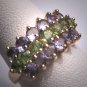 Estate Vintage Tanzanite and Green Peridit Ring Wedding 14K Gold