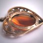 Antique Victorian Agate Heart Pendant for Necklace Vintage Floral 1920