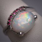 Antique Australian Opal Ring Wedding White Gold Victorian Art Deco 30s
