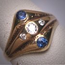 Antique Sapphire Diamond Wedding Ring Edwardian Art Deco 14K Vintage Engagement 1910